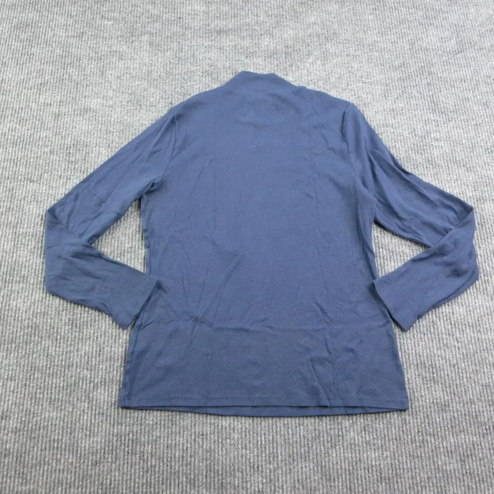 Banana Republic Sweater Womens XL Blue Pullover Mock Neck Tight-Knit Stretch NWT